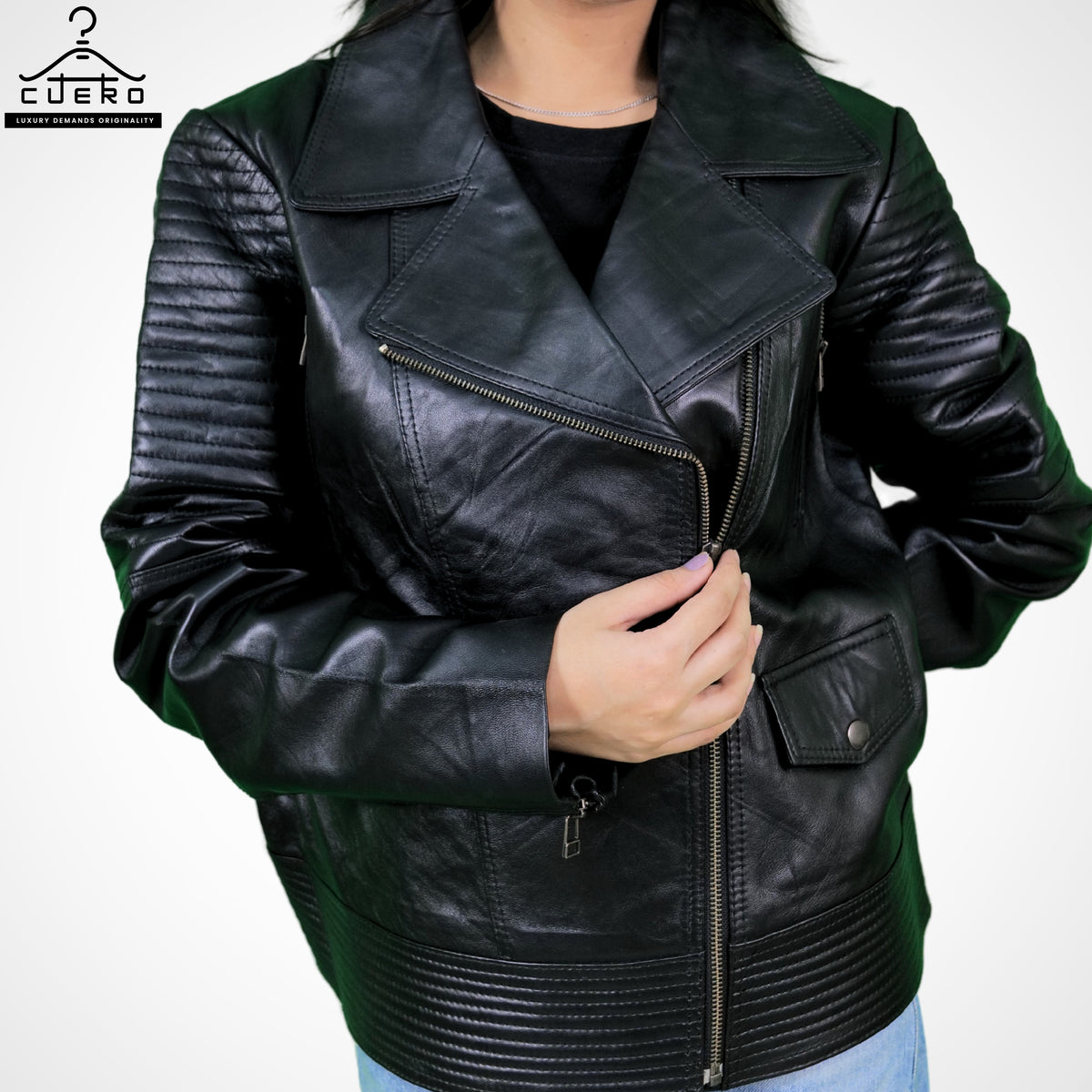 Bikerlicious Women's Leather Jacket in Sheep Leather