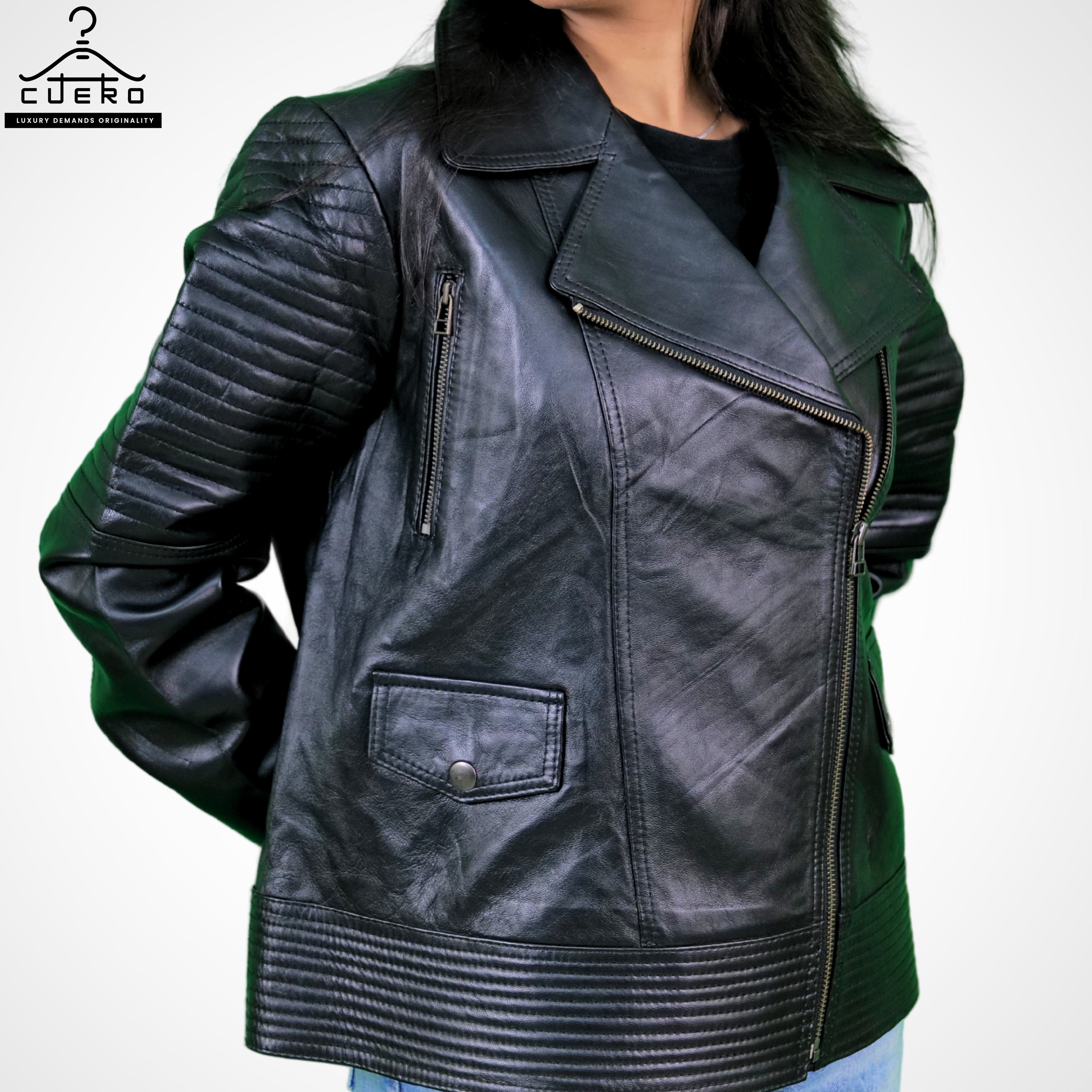 Bikerlicious Women's Leather Jacket in Sheep Leather