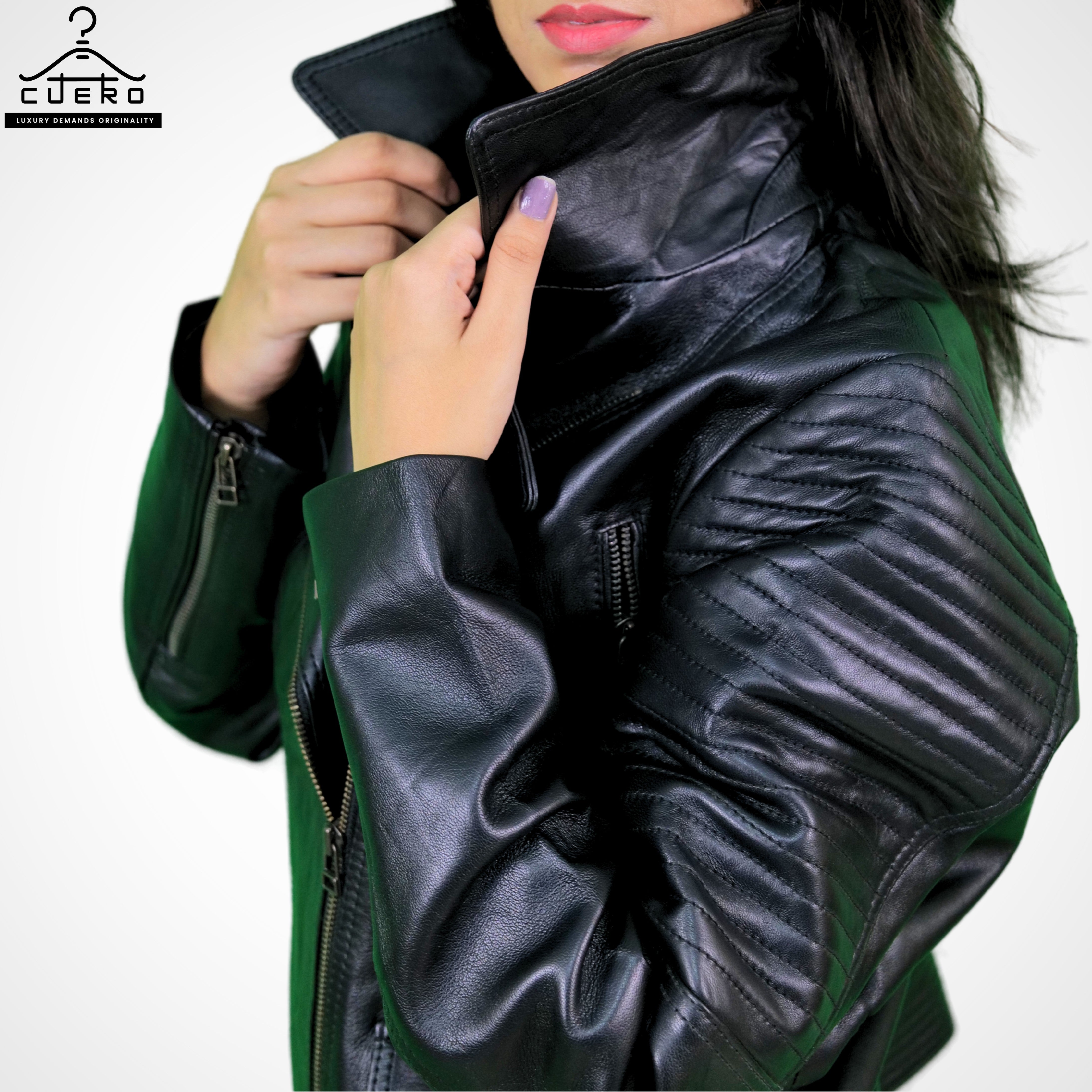 Bikerlicious Women's Leather Jacket in Sheep Leather