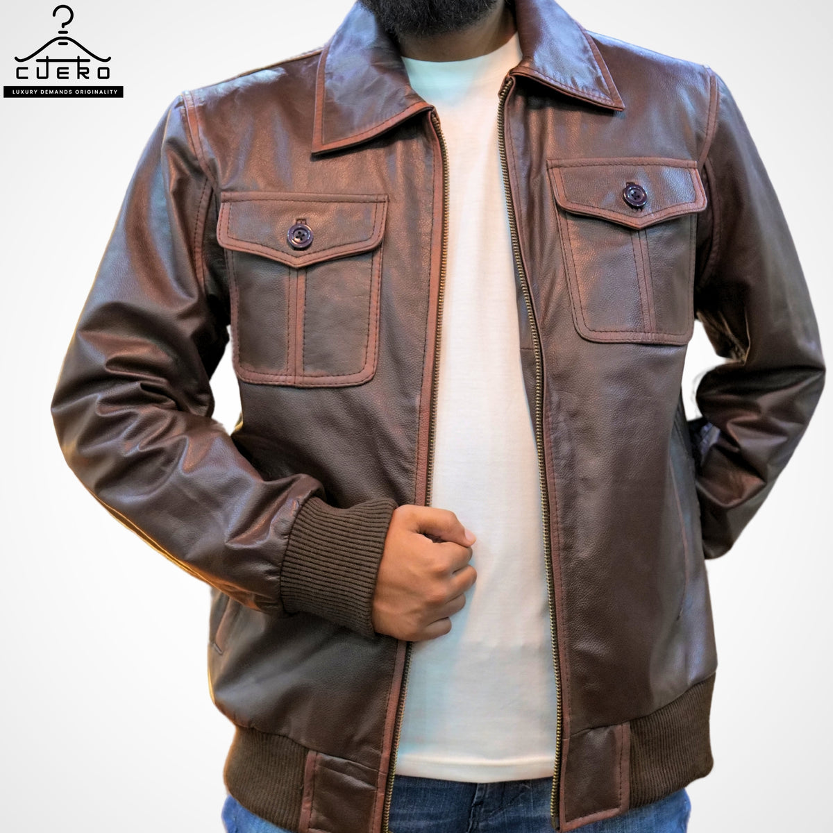 Buster Killer Sheep/Cow Leather Jacket for Men