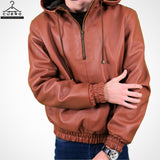 CUEROO Men's Sheep Leather Hoodie - Stylish & Cozy