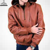 CUEROO Men's Sheep Leather Hoodie - Stylish & Cozy