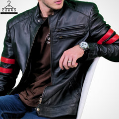 Moto Racer Men's Leather Jacket - Sheep and Cowhide