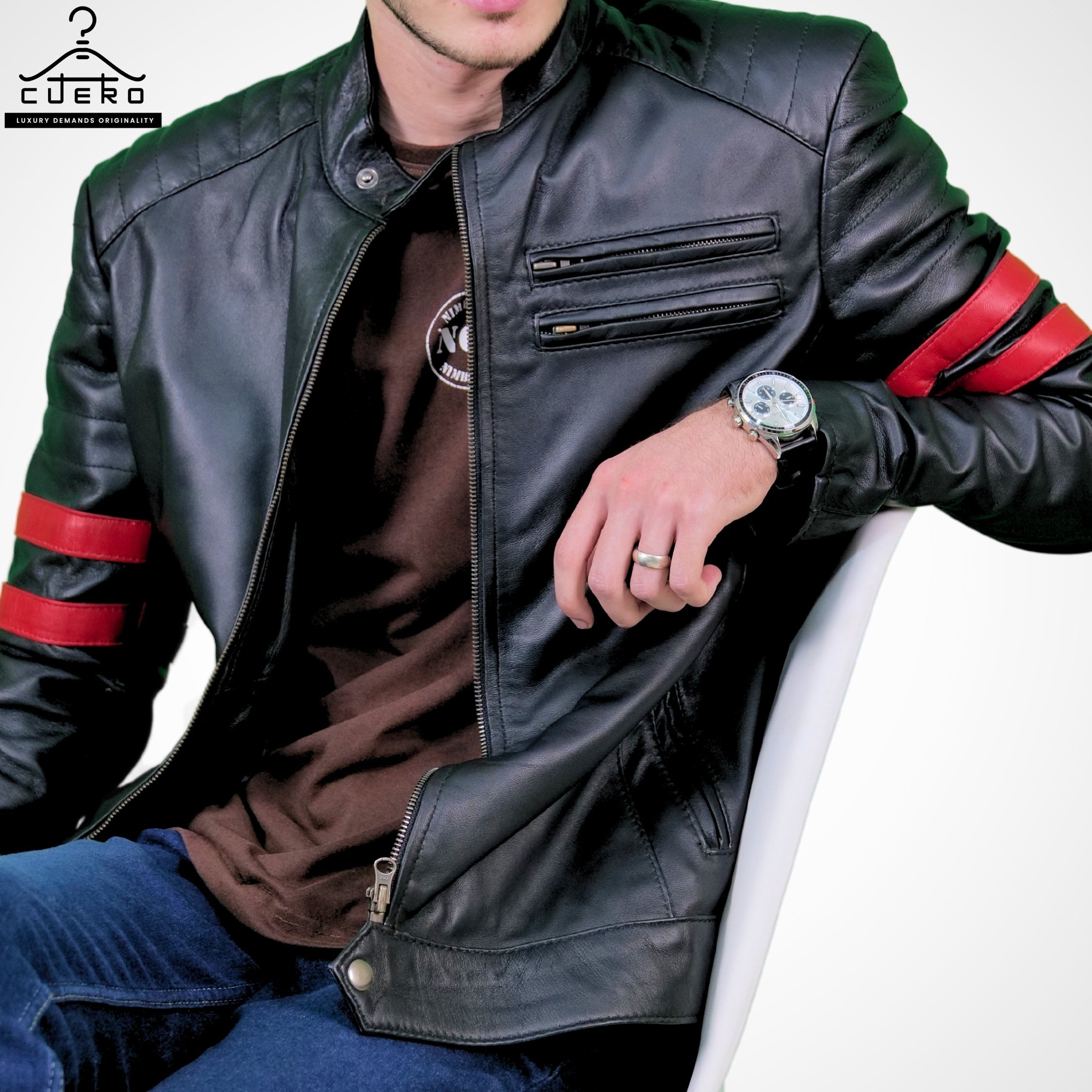 Moto Racer Men's Leather Jacket - Sheep and Cowhide