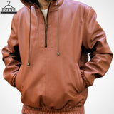 CUEROO Men's Sheep Leather Hoodie - Stylish & Cozy