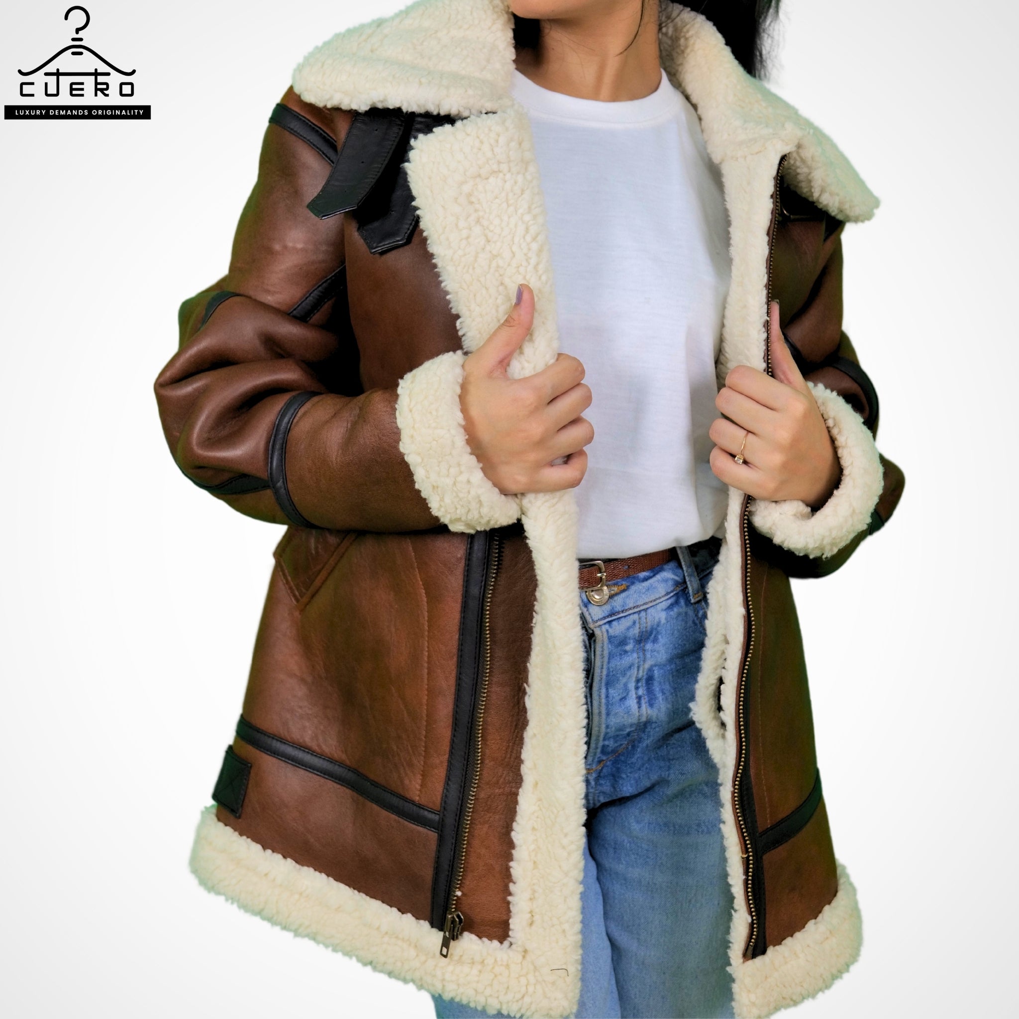 Trucker Puffer Jacket in Sheep and Cowhide - Women's Outerwear