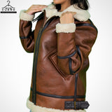 Trucker Puffer Jacket in Sheep and Cowhide - Women's Outerwear