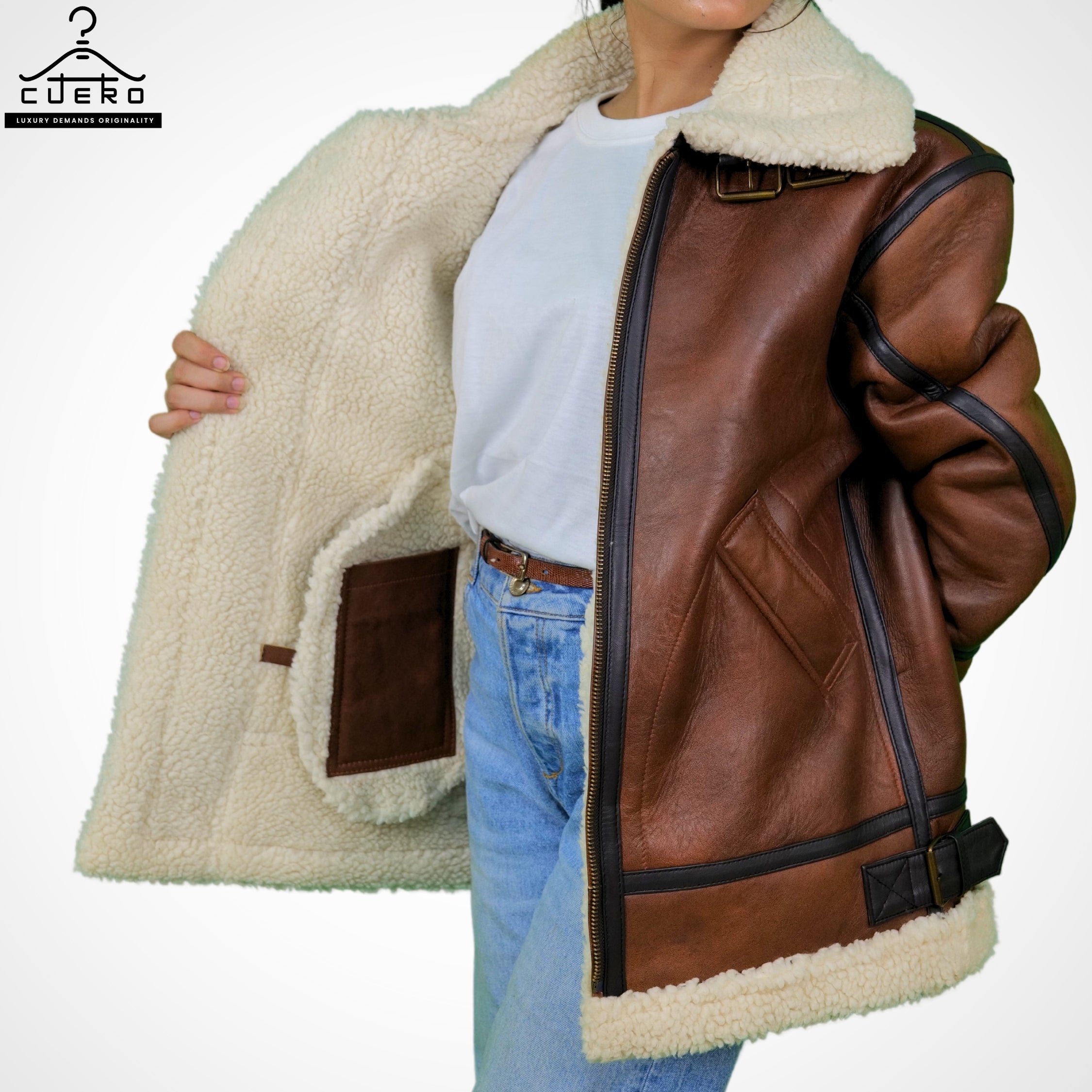 Trucker Puffer Jacket in Sheep and Cowhide - Women's Outerwear