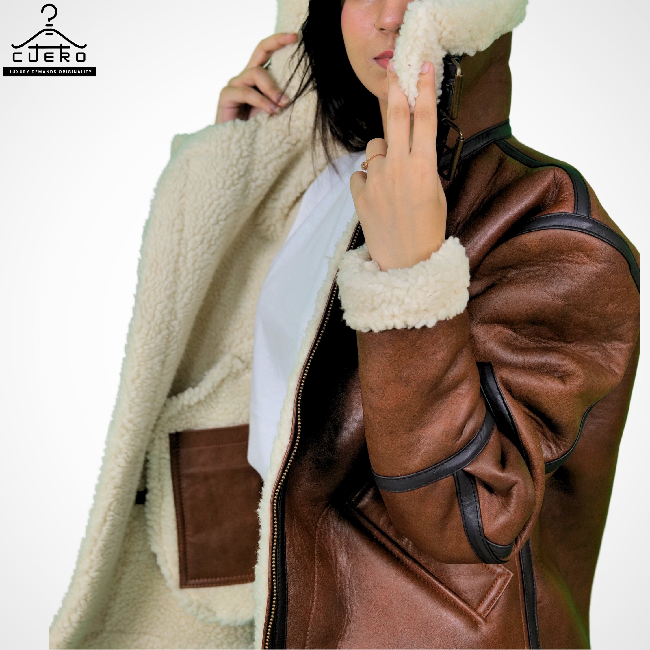 Trucker Puffer Jacket in Sheep and Cowhide - Women's Outerwear