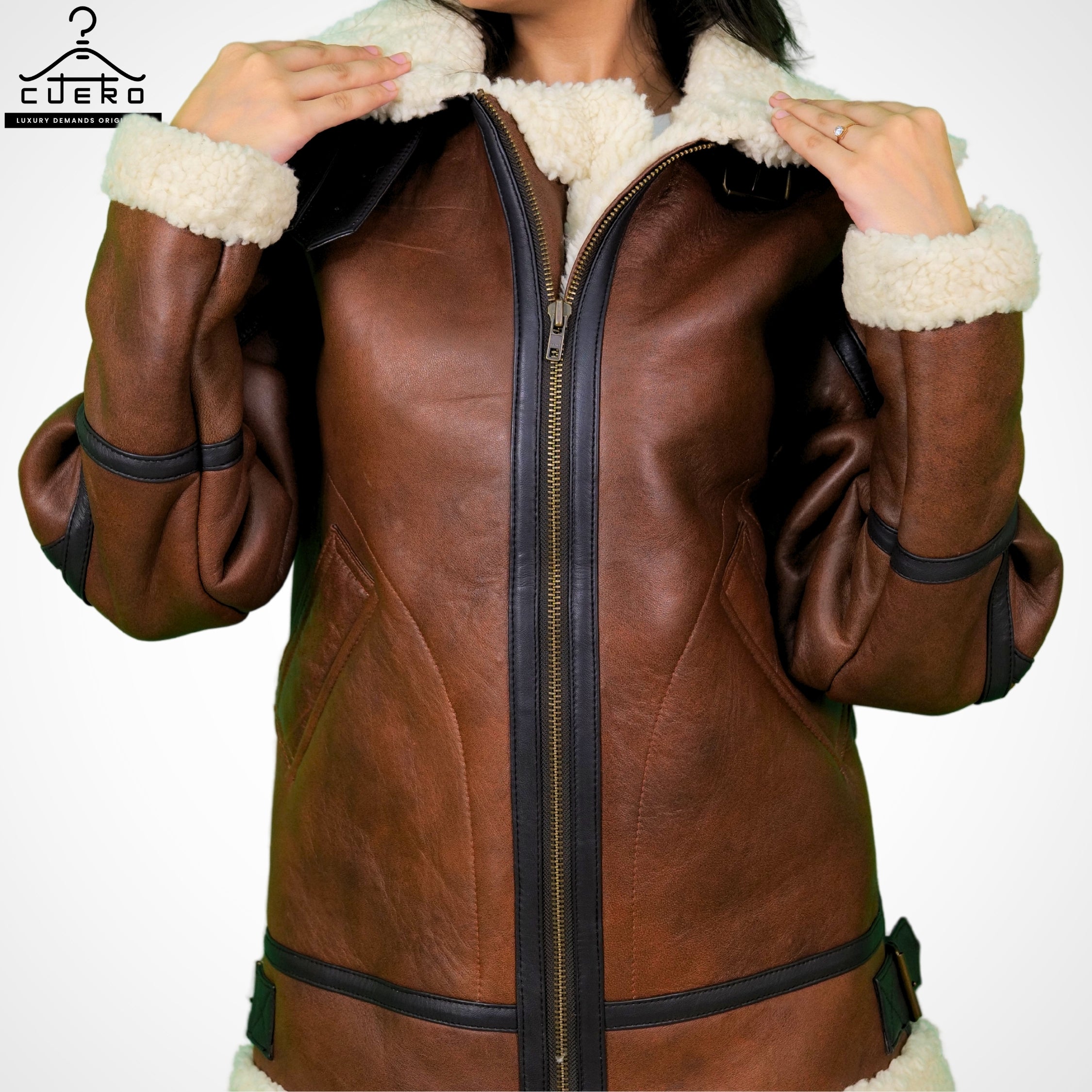 Trucker Puffer Jacket in Sheep and Cowhide - Women's Outerwear