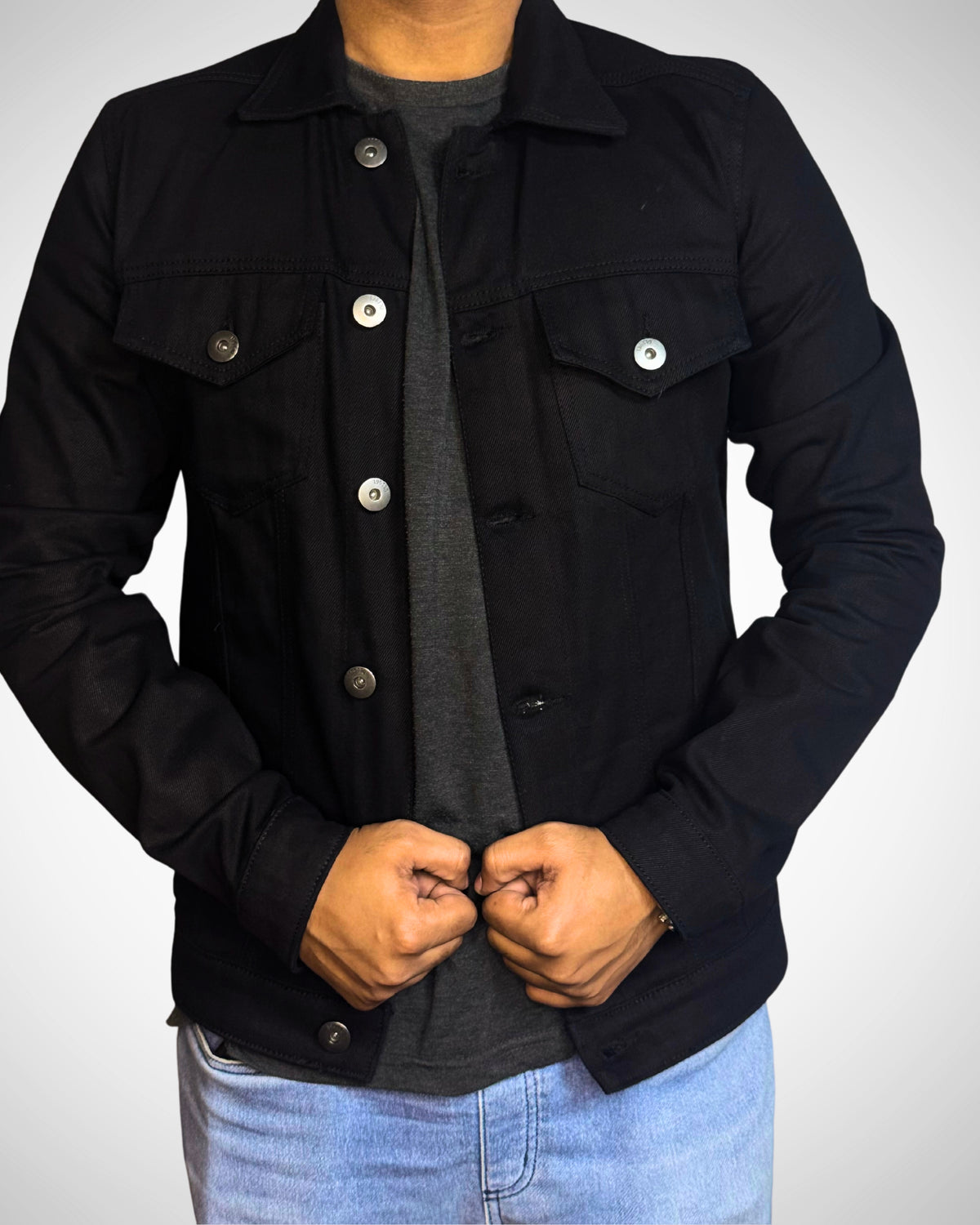 Cuero Men Stylish Denim Black Jacket