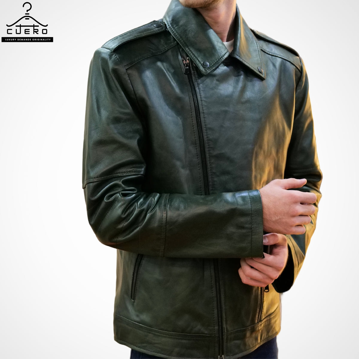 Zipper Flash Men's Jacket in Sheep and Cowhide