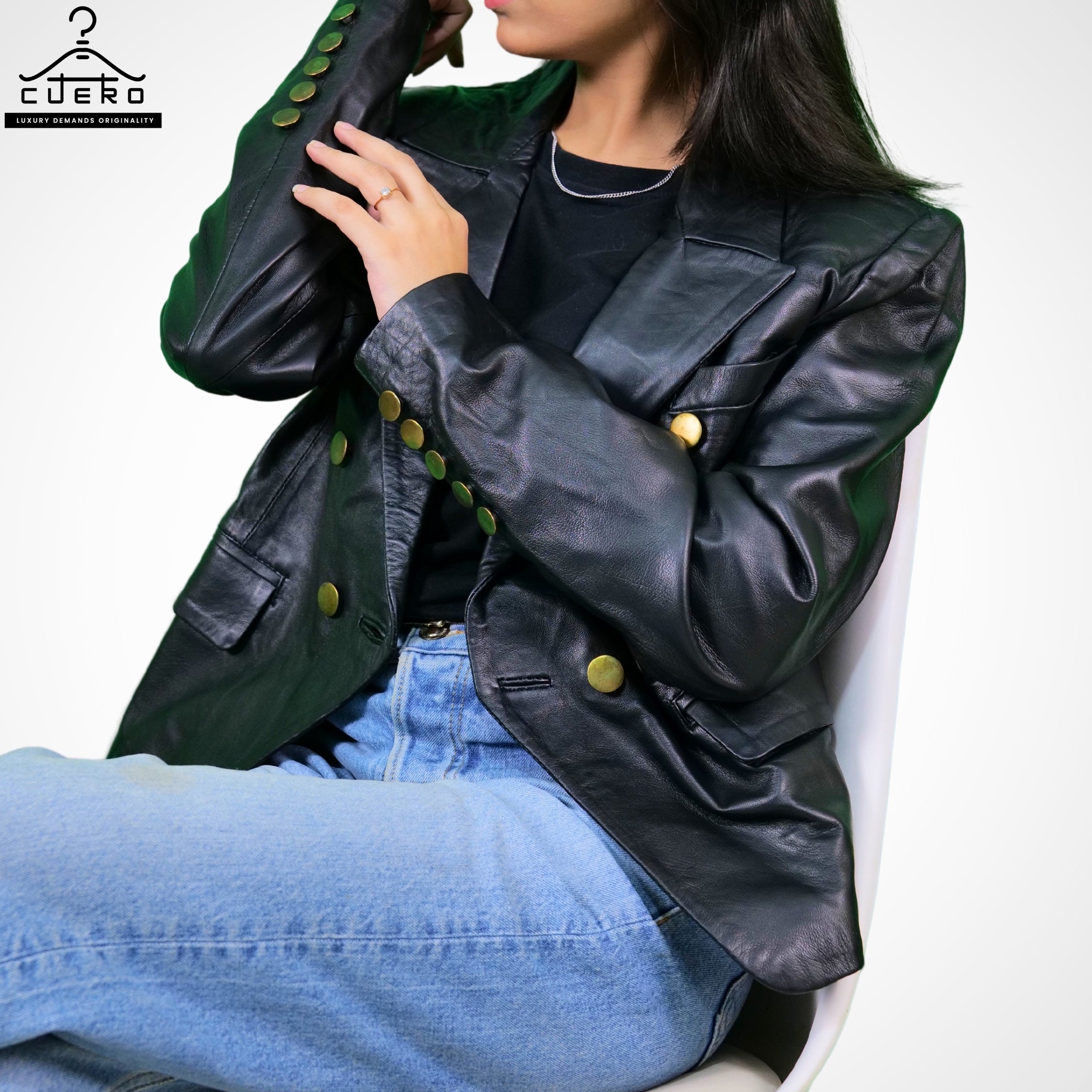 Classic Women's Blazer Jacket in Sheep Leather